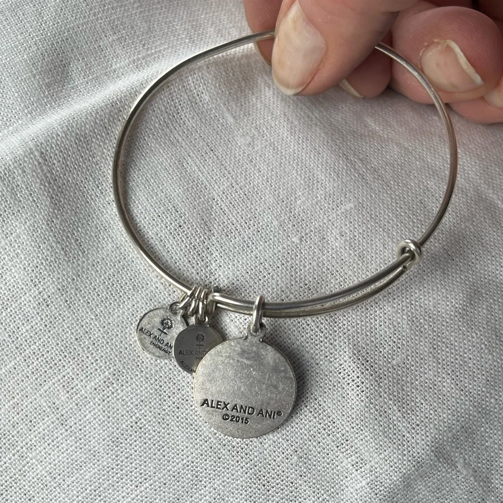 Alex and Ani Silver Tone OM Symbol Bangle Bracelet | Yoga Meditation Jewelry